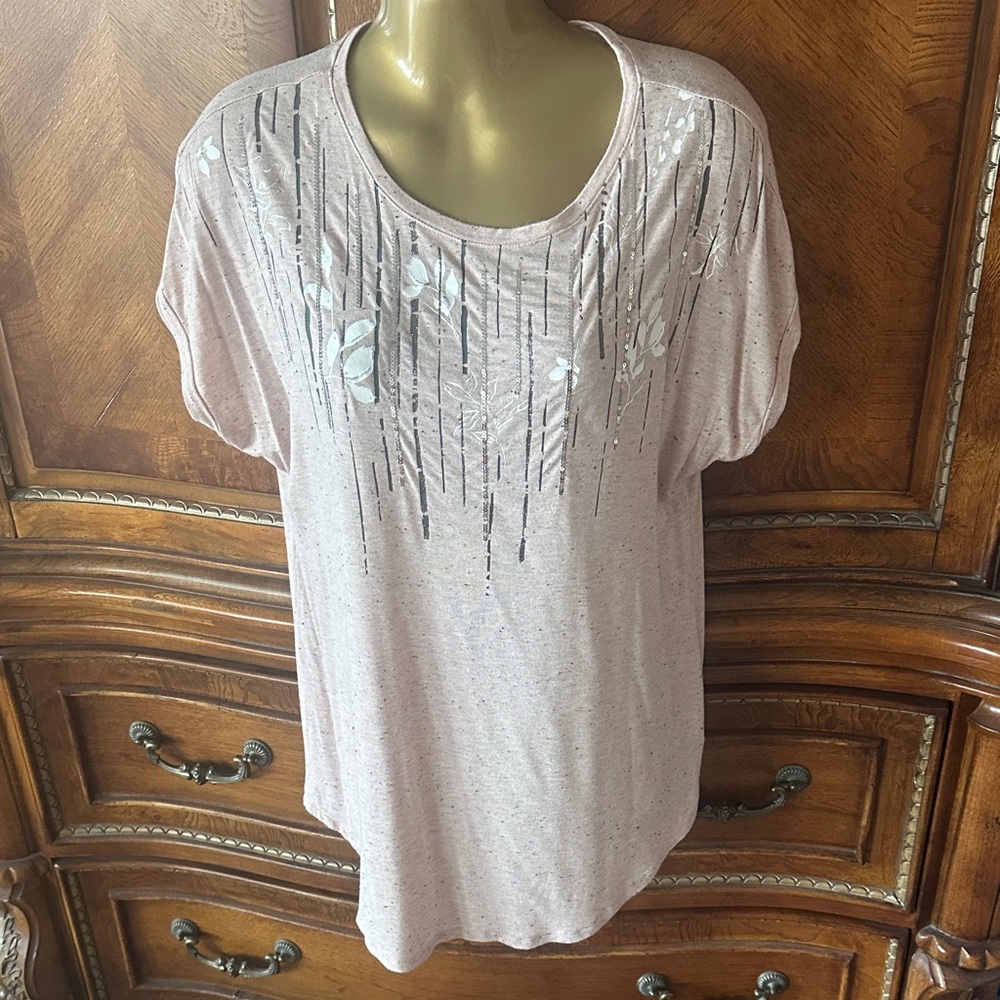 Apt. 9 Light Pink Graphic Short Sleeve Top